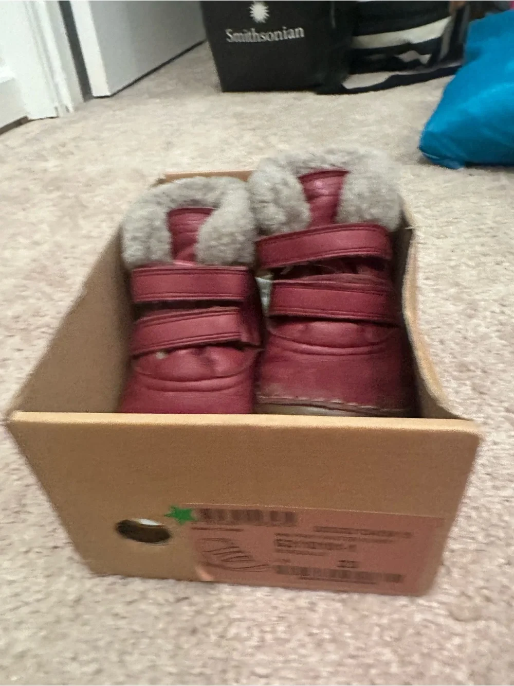 Froddo Kids Burgundy Leather Winter Boots with Fur Lining Size 23 or US 7